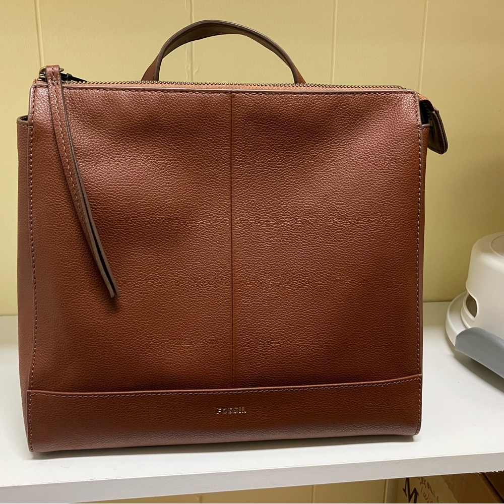Fossil Elina Leather Mini Backpack, Cognac Brown